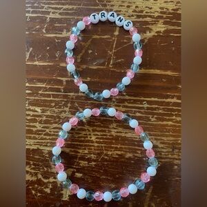 Pink and Blue Beaded Bracelet Set